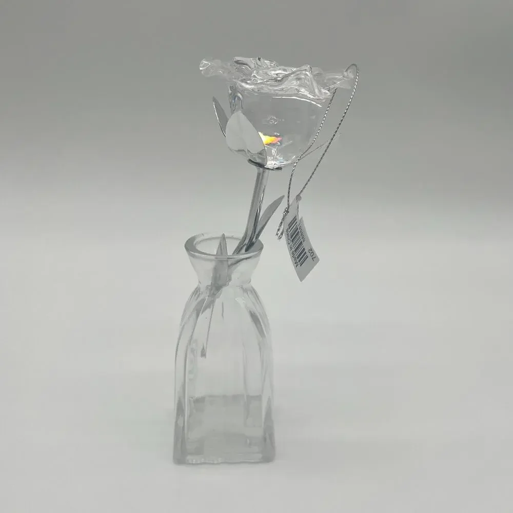 Clear Acrylic Rose NWT and Vase, Flower Decoration Ornament